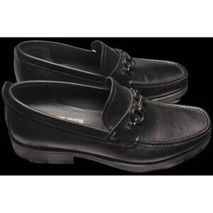 Salvatore Ferragamo Men’s Loafers Gancini Buckle  – Black Leather – Size 9.5M